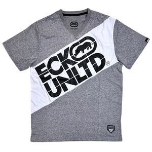 Ecko Unltd Men's V-Neck T-Shirt Stitched Colorblock Panels Short Sleeve Tee